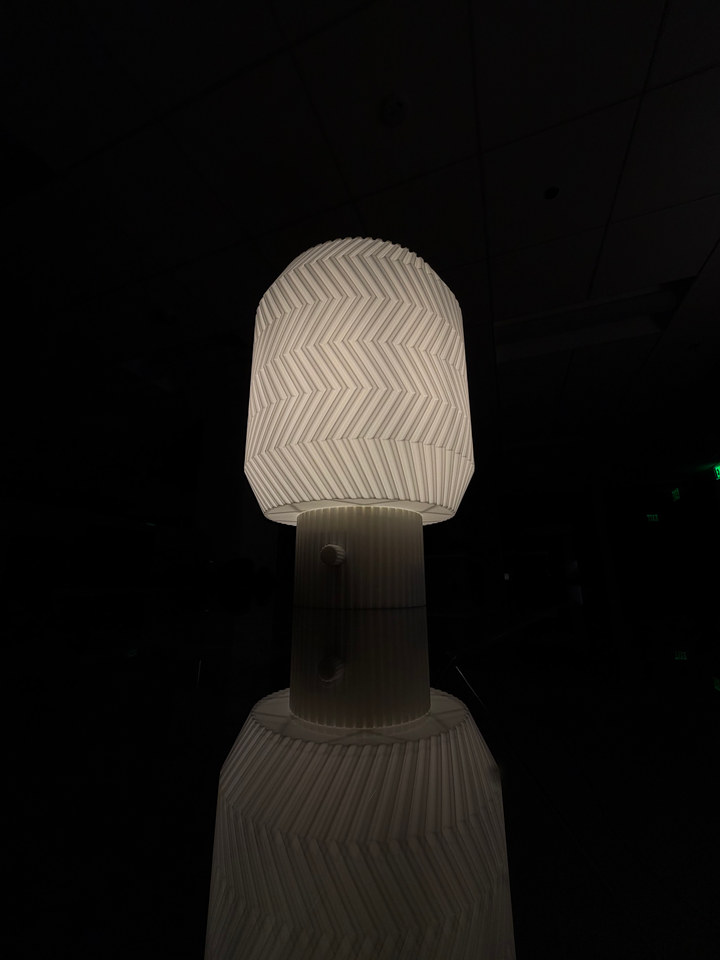 Origami Lamp and its reflection in low light