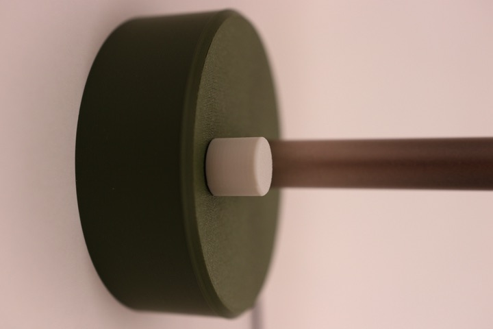 Close view of the Shuttlecock Lamp base and rotary dimmer